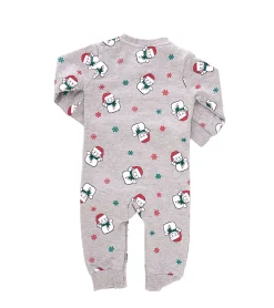 Jumpsuits*O46bpx weihnachtlicher Kleinkinder Body für Babys mit Schneemann-Print Baumwoll-Einteiler mit großer Schleife Strampler 951686 Grau/Rot