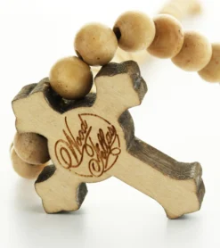 Schmuck*WOOD FELLAS Mode-Schmuck modische Holz-Kette mit Anhänger keltisches Kreuz Beige