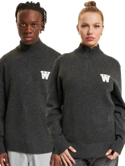 Sweater & Pullover|Pullover & Sweater*Wood Wood Blu AA CS Halfzip Pullover anthrazit