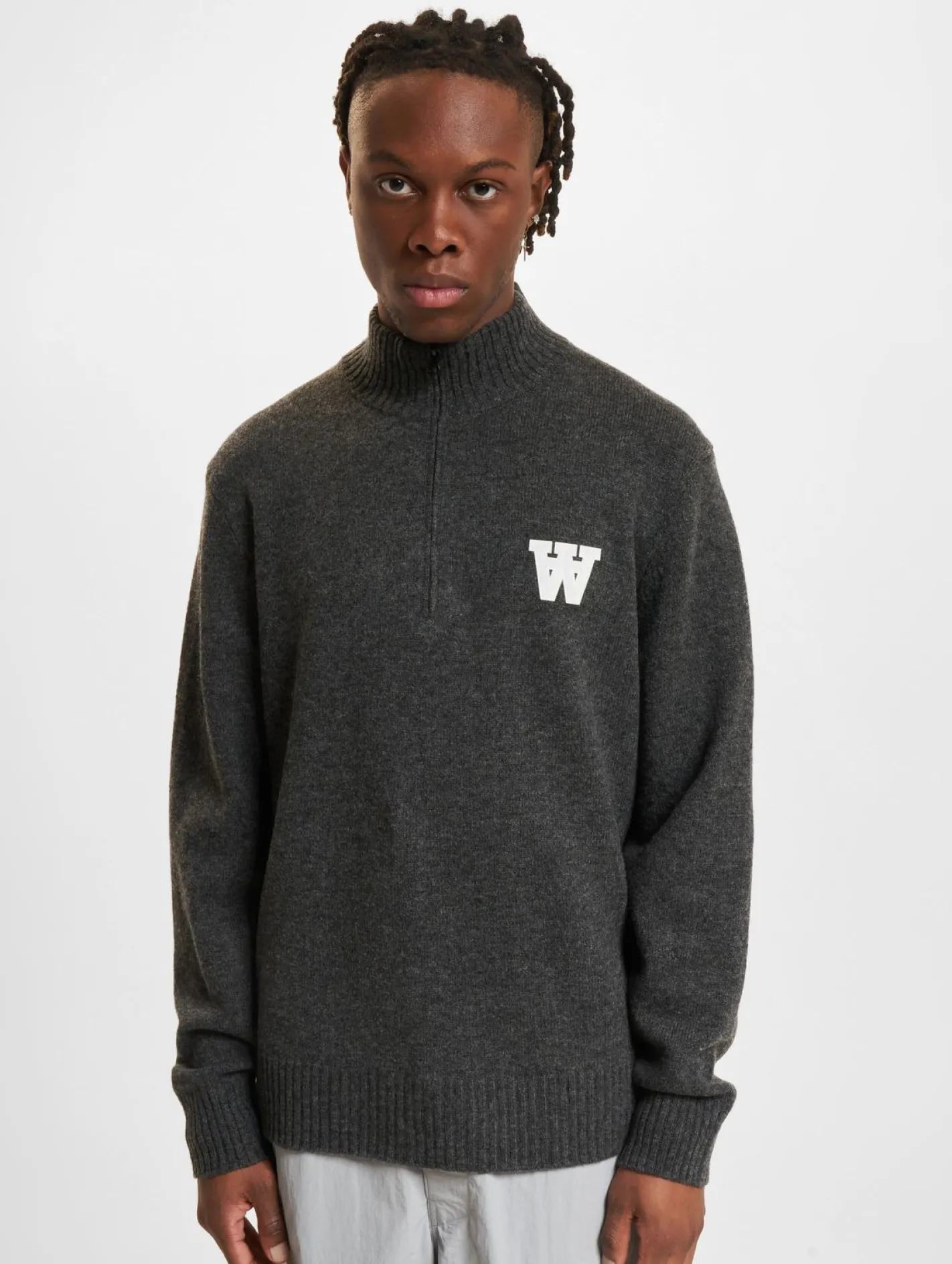 Sweater & Pullover|Pullover & Sweater*Wood Wood Blu AA CS Halfzip Pullover anthrazit