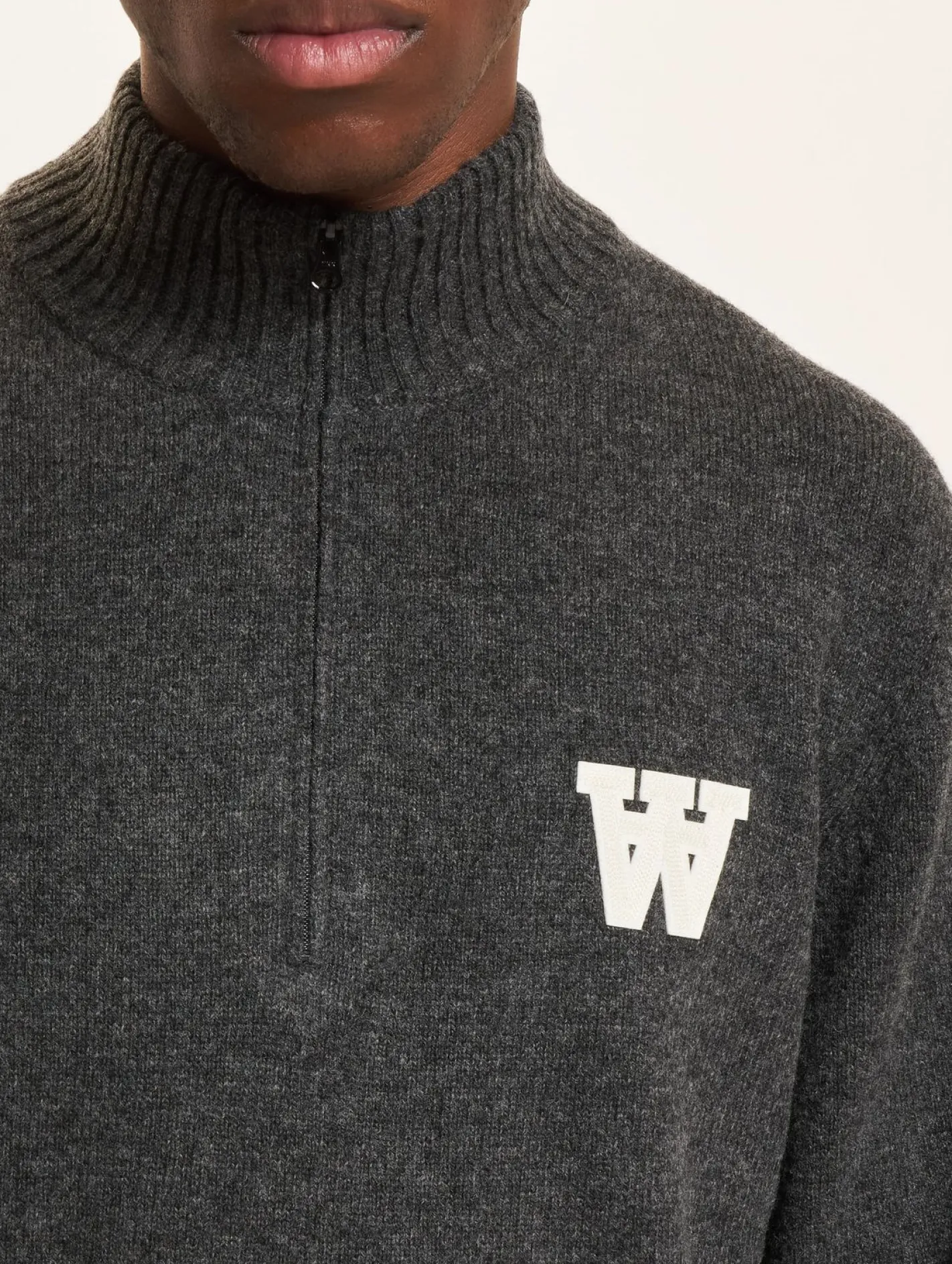 Sweater & Pullover|Pullover & Sweater*Wood Wood Blu AA CS Halfzip Pullover anthrazit