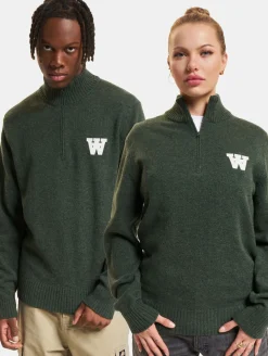 Sweater & Pullover|Pullover & Sweater*Wood Wood Blu AA CS Halfzip Pullover naturgrün
