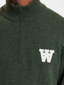 Sweater & Pullover|Pullover & Sweater*Wood Wood Blu AA CS Halfzip Pullover naturgrün