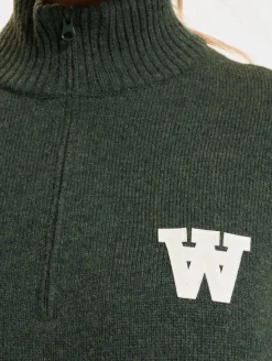 Sweater & Pullover|Pullover & Sweater*Wood Wood Blu AA CS Halfzip Pullover naturgrün