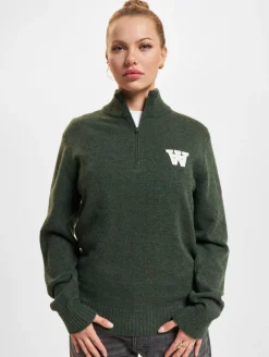 Sweater & Pullover|Pullover & Sweater*Wood Wood Blu AA CS Halfzip Pullover naturgrün