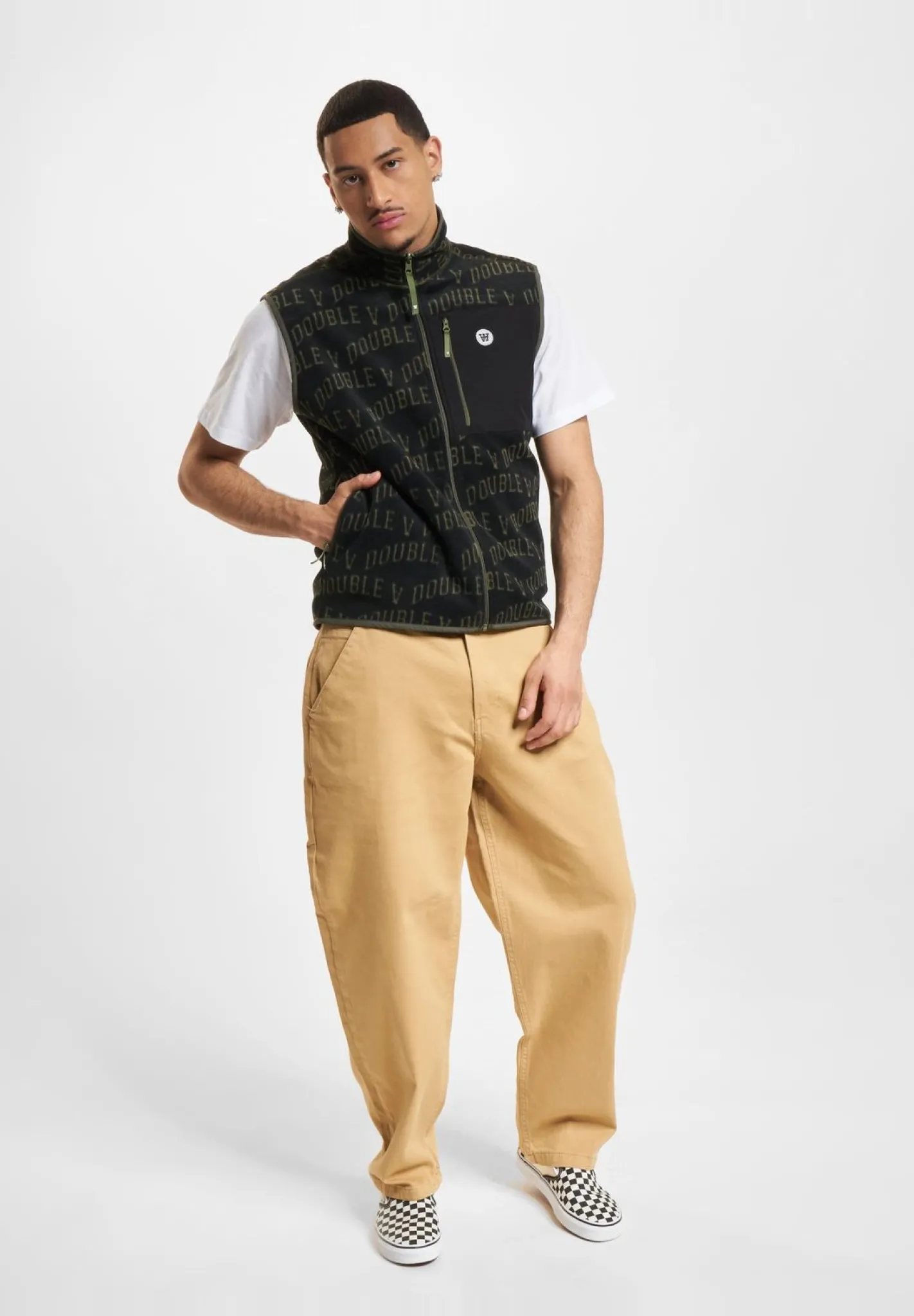 Mäntel & Jacken|Jacken & Mäntel*Wood Wood Dax Ivy Fleeceweste schwarz ivy aop