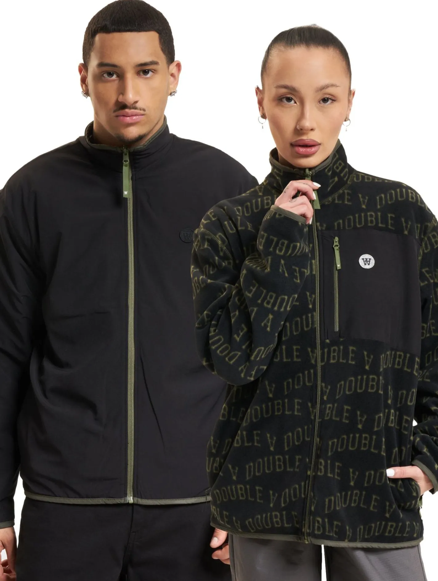 Sweater & Pullover|Pullover & Sweater*Wood Wood Jay Ivy Fleece mit Reißverschluss, schwarz, ivy aop