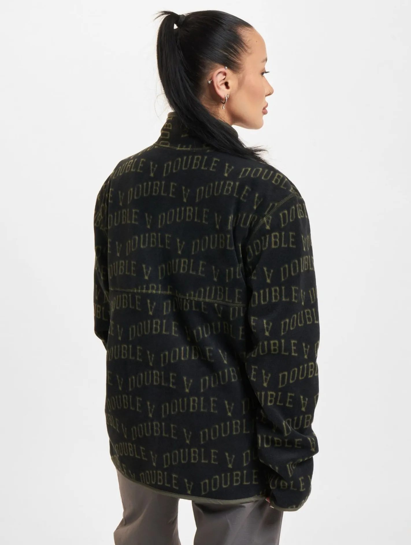 Sweater & Pullover|Pullover & Sweater*Wood Wood Jay Ivy Fleece mit Reißverschluss, schwarz, ivy aop