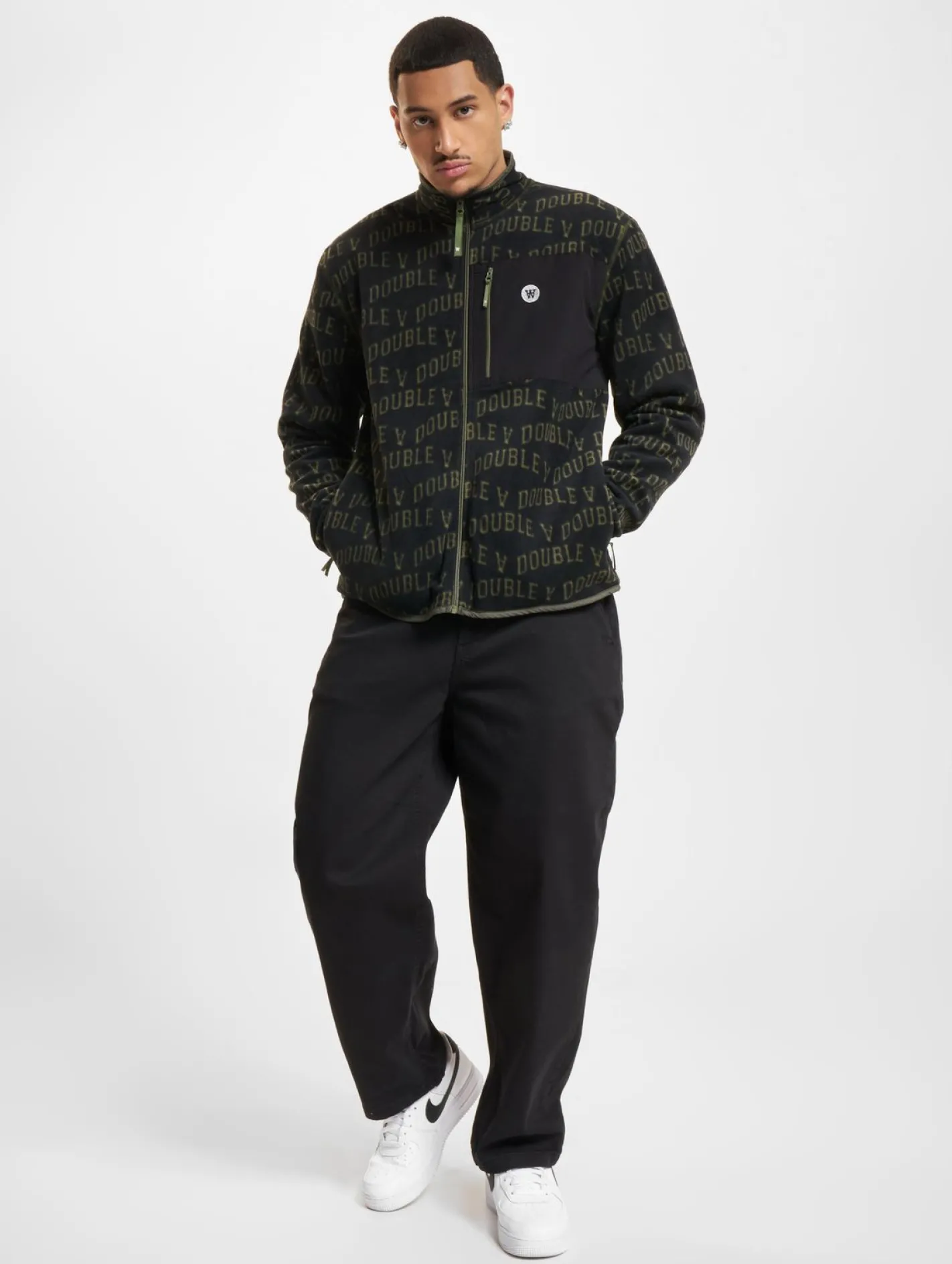 Sweater & Pullover|Pullover & Sweater*Wood Wood Jay Ivy Fleece mit Reißverschluss, schwarz, ivy aop