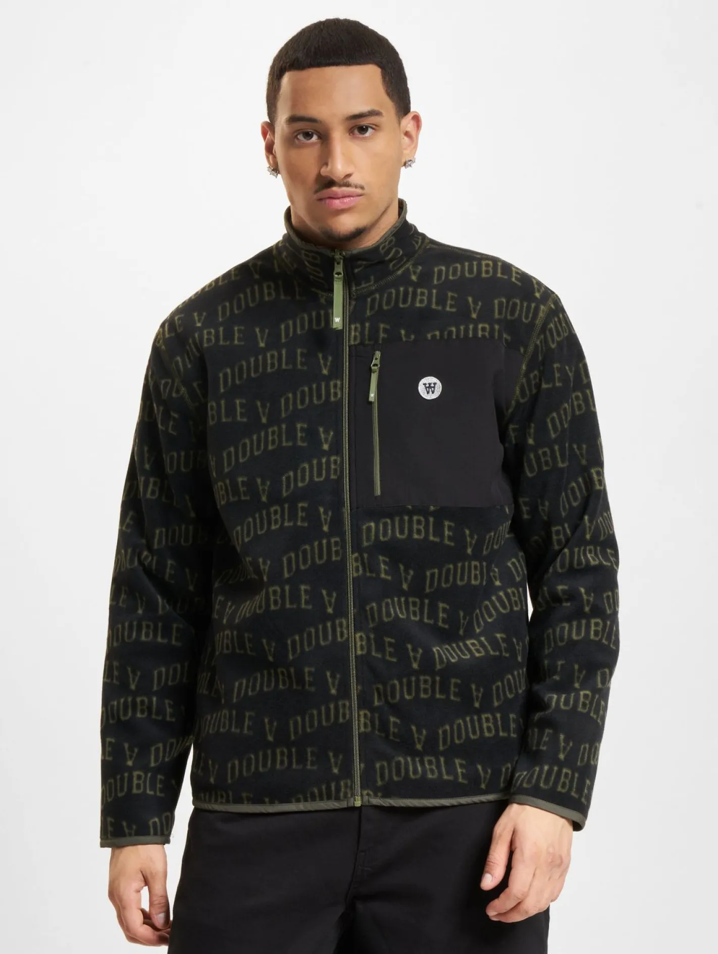 Sweater & Pullover|Pullover & Sweater*Wood Wood Jay Ivy Fleece mit Reißverschluss, schwarz, ivy aop