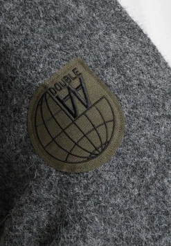 Sweater & Pullover|Pullover & Sweater*Wood Wood Leo Longhair Patch Cardigan Strickjacke charcoal