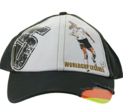 Caps & Mützen*SCRIMMAGE WORLDCUP LEGENDS Unisex Baseball-Cap im Deutschland-Design Baumwoll-Cap mit Fußballspieler-Print Curved-Brim-Cap mit No.5-Print Damaged-Look TC123027WCL Schwarz