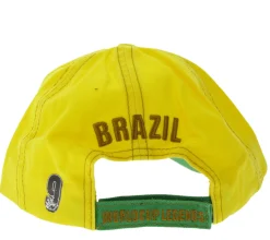 Caps & Mützen*SCRIMMAGE WORLDCUP LEGENDS Unisex Baseball-Cap im Brasilien-Design Baumwoll-Cap mit Fußballspieler-Print Curved-Brim-Cap mit No.9-Print Damaged-Look TC123027WCL Gelb/Bunt