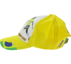 Caps & Mützen*SCRIMMAGE WORLDCUP LEGENDS Unisex Baseball-Cap im Brasilien-Design Baumwoll-Cap mit Fußballspieler-Print Curved-Brim-Cap mit No.9-Print Damaged-Look TC123027WCL Gelb/Bunt