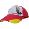 Caps & Mützen*SCRIMMAGE WORLDCUP LEGENDS Unisex Baseball-Cap im Spanien-Design Baumwoll-Cap mit Fußballspieler-Print Curved-Brim-Cap mit No.9-Print Damaged-Look TC110825RJA Rot/Bunt