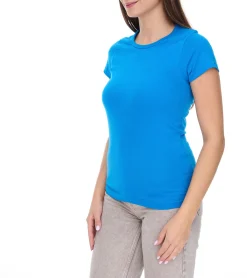 Tops & T-Shirts*WORXWEAR Damen T-Shirt modisches Rundhals-Shirt mit 180gsm Kurzarm-Shirt Blau