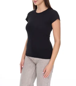 Tops & T-Shirts*WORXWEAR Damen T-Shirt modisches Rundhals-Shirt mit 180gsm Kurzarm-Shirt Schwarz