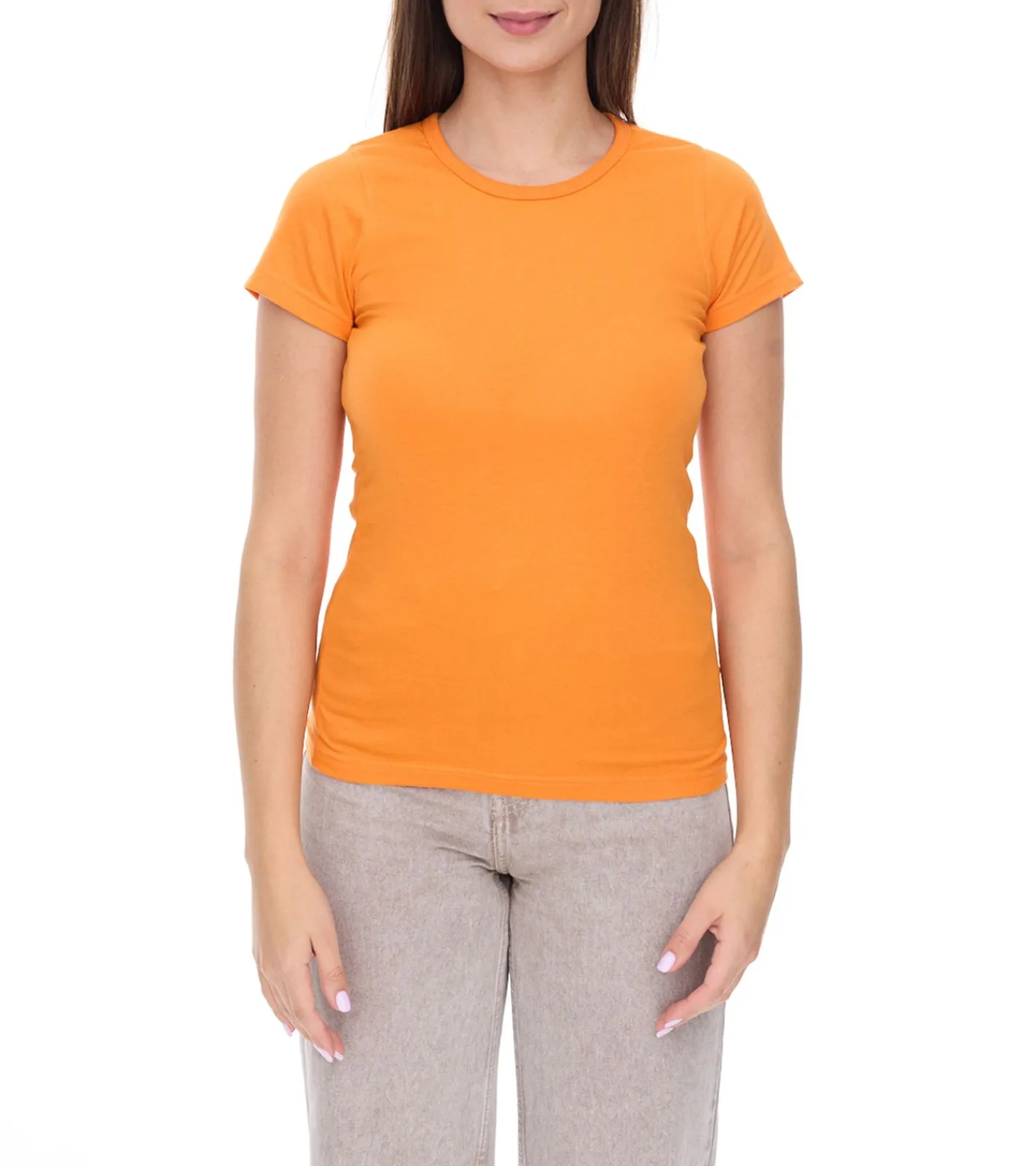 Tops & T-Shirts*WORXWEAR Damen T-Shirt modisches Rundhals-Shirt mit 180gsm Kurzarm-Shirt Orange