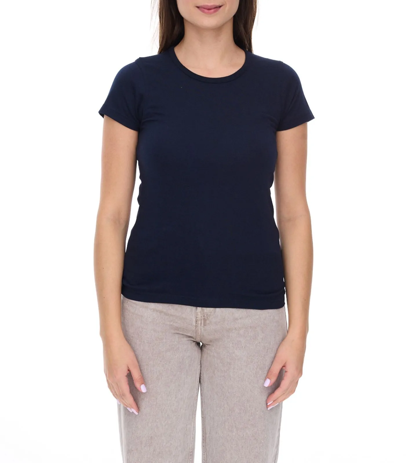 Tops & T-Shirts*WORXWEAR Damen T-Shirt modisches Rundhals-Shirt mit 180gsm Kurzarm-Shirt Navy
