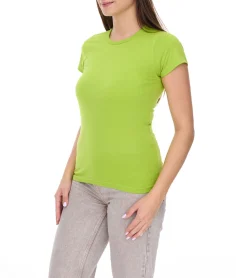 Tops & T-Shirts*WORXWEAR Damen T-Shirt modisches Rundhals-Shirt mit 180gsm Kurzarm-Shirt Apfel Grün