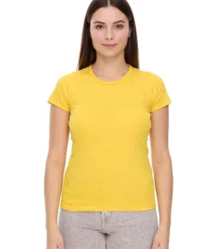 Tops & T-Shirts*WORXWEAR Damen T-Shirt modisches Rundhals-Shirt mit 180gsm Kurzarm-Shirt Gelb