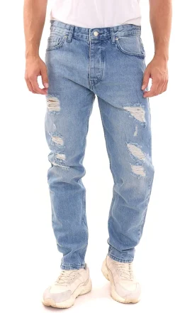 Jeans & Hosen*2Y Premium Herren Jeans stylische Denim-Hose im Used-Look B6934BLU Blau