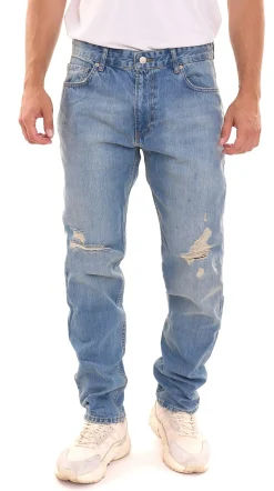 Jeans & Hosen*2Y Premium Herren Jeans stylische Denim-Hose im Used-Look B6784BLU Blau