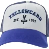 Caps & Mützen*BioworldMerch YELLOWCARD Base-Cap Pop Punk Band Fanwear mit gebogenem Schirm TC103518YWC Weiß/Blau