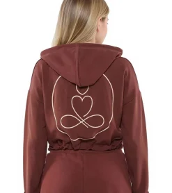 Sweater & Pullover*YOU DO YOU Damen Cropped-Hoodie mit Kapuze Alltags-Pullover Yoga-Mode 905081 Mahagoni-Braun