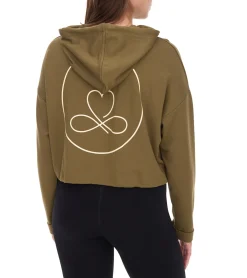 Sweater & Pullover*YOU DO YOU Damen Cropped-Hoodie mit Kapuze Alltags-Pullover Yoga-Mode 905081 Khaki