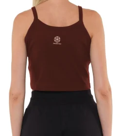 Tops & T-Shirts*YOU DO YOU Damen Crop-Top geripptes Fitness-Top Baumwoll-Shirt Tanktop Yoga-Mode 905101 Mahagoni-Braun