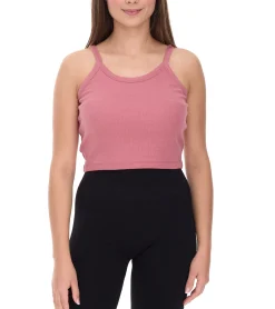 Tops & T-Shirts*YOU DO YOU Damen Crop-Top geripptes Fitness-Top Baumwoll-Shirt Tanktop Yoga-BH 905101 Alt-Rosa