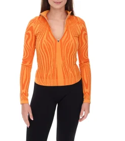 Sportoberbekleidung|Fitnessmode & Jogginghosen*YOU DO YOU Damen Long-Sleeve Trainings-Pullover mit Half-Zip cooles Sport-Shirt Yoga-Mode 905031 Orange