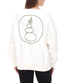 Sweater & Pullover*YOU DO YOU Damen Pullover mit Rücken-Print Baumwoll-Sweater Langarm-Shirt Yoga-Mode 905071 Weiß