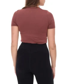 Tops & T-Shirts*YOU DO YOU Damen T-Shirt im Cropped-Style Fitness-Top Kurzarm-Shirt Yoga-Mode 905041 Mahagoni-Braun