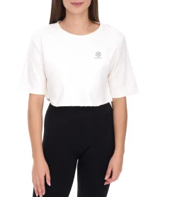 Tops & T-Shirts*YOU DO YOU Damen T-Shirt im Cropped-Style Fitness-Top mit Rücken-Cut Out Baumwoll-Shirt 905051 Weiß