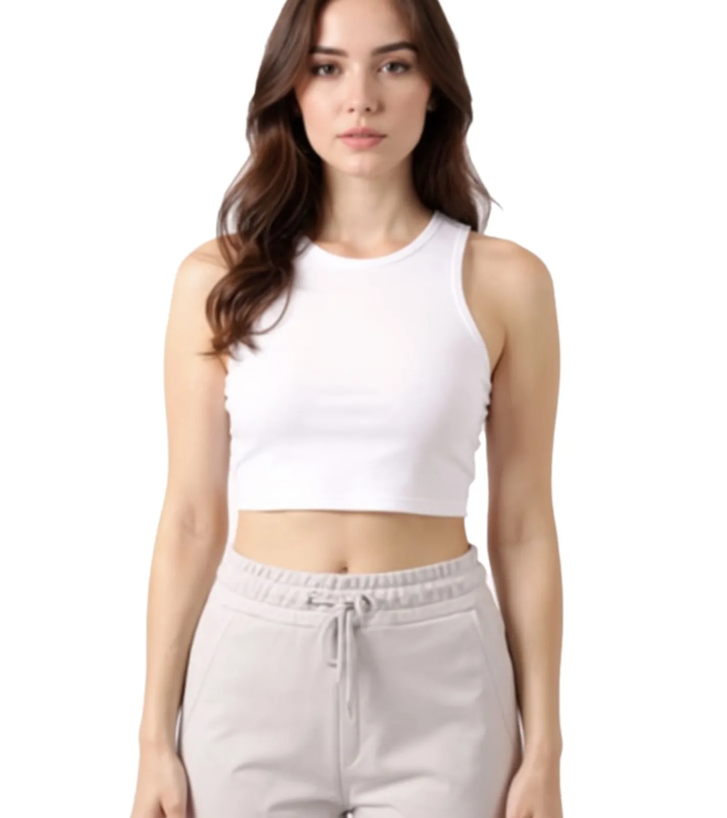 Tops & T-Shirts*ZEGY Damen Crop-Top Tank-Top geripptes Baumwoll-Shirt ärmellos 1085 Weiß