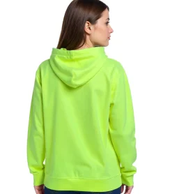 Sweater & Pullover*ZEGY Damen Hoodie schlichter Kapuzen-Pullover mit Kängurutasche Sweater 1080 Neon-Gelb