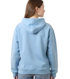 Sweater & Pullover*ZEGY Damen Hoodie schlichter Kapuzen-Pullover mit Kängurutasche Sweater 1077 Hell-Blau