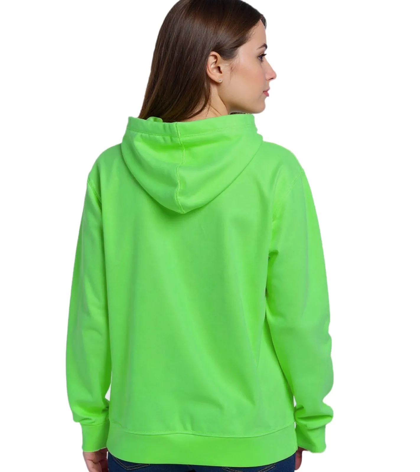 Sweater & Pullover*ZEGY Damen Hoodie schlichter Kapuzen-Pullover mit Kängurutasche Sweater 1080 Neon-Grün
