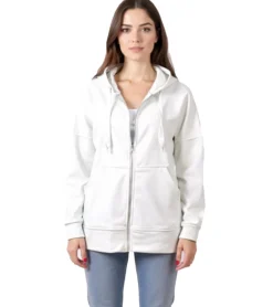 Pullover & Sweater*ZEGY Damen Sweat-Jacke mit Kapuze Baumwoll-Sweater Zip Hoodie 1083 Weiß