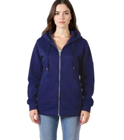 Mäntel & Jacken|Sweater & Pullover*ZEGY Damen Sweat-Jacke mit Kapuze Baumwoll-Sweater Zip Hoodie 1083 Navy