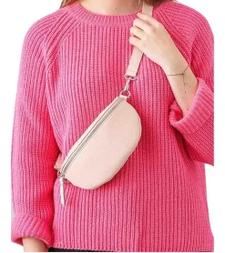 Rucksäcke & Taschen|Sportausrüstung*ZWILLINGSHERZ Damen Echtleder Umhängetasche Cross Body Bag Echtleder-Tasche mit abnehmbaren Schultergurt Bauchtasche Ausgeh-Tasche 1416C-12 Rosa