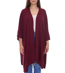 Strickjacken & Cardigans|Sweater & Pullover*ZWILLINGSHERZ Damen Poncho mit Kaschmir hochwertiges Cape Tunika mit Ärmeln 8029P in Rosa, Rot, Beige, Grau, Blau