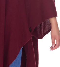 Strickjacken & Cardigans|Sweater & Pullover*ZWILLINGSHERZ Damen Poncho mit Kaschmir hochwertiges Cape Tunika mit Ärmeln 8029P in Rosa, Rot, Beige, Grau, Blau