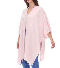 Strickjacken & Cardigans|Sweater & Pullover*ZWILLINGSHERZ Damen Poncho mit Kaschmir hochwertiges Cape Tunika mit Ärmeln 8029POO Rosa