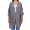 Strickjacken & Cardigans|Sweater & Pullover*ZWILLINGSHERZ Damen Poncho mit Kaschmir hochwertiges Cape Tunika mit Ärmeln 8029P Grau