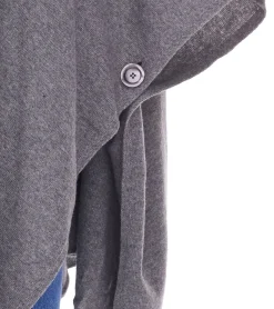 Strickjacken & Cardigans|Sweater & Pullover*ZWILLINGSHERZ Damen Poncho mit Kaschmir hochwertiges Cape Tunika mit Ärmeln 8029P Grau