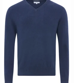 Pullover & Sweater*ZWILLINGSHERZ Herren 100% Kaschmir-Pullover Pullover mit V-Ausschnitt Langarm-Shirt Navy