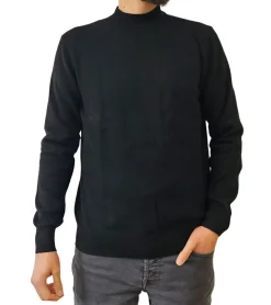 Pullover & Sweater*ZWILLINGSHERZ Herren 100% Kaschmir-Pullover Pullover mit Stehkragen Langarm-Shirt Schwarz